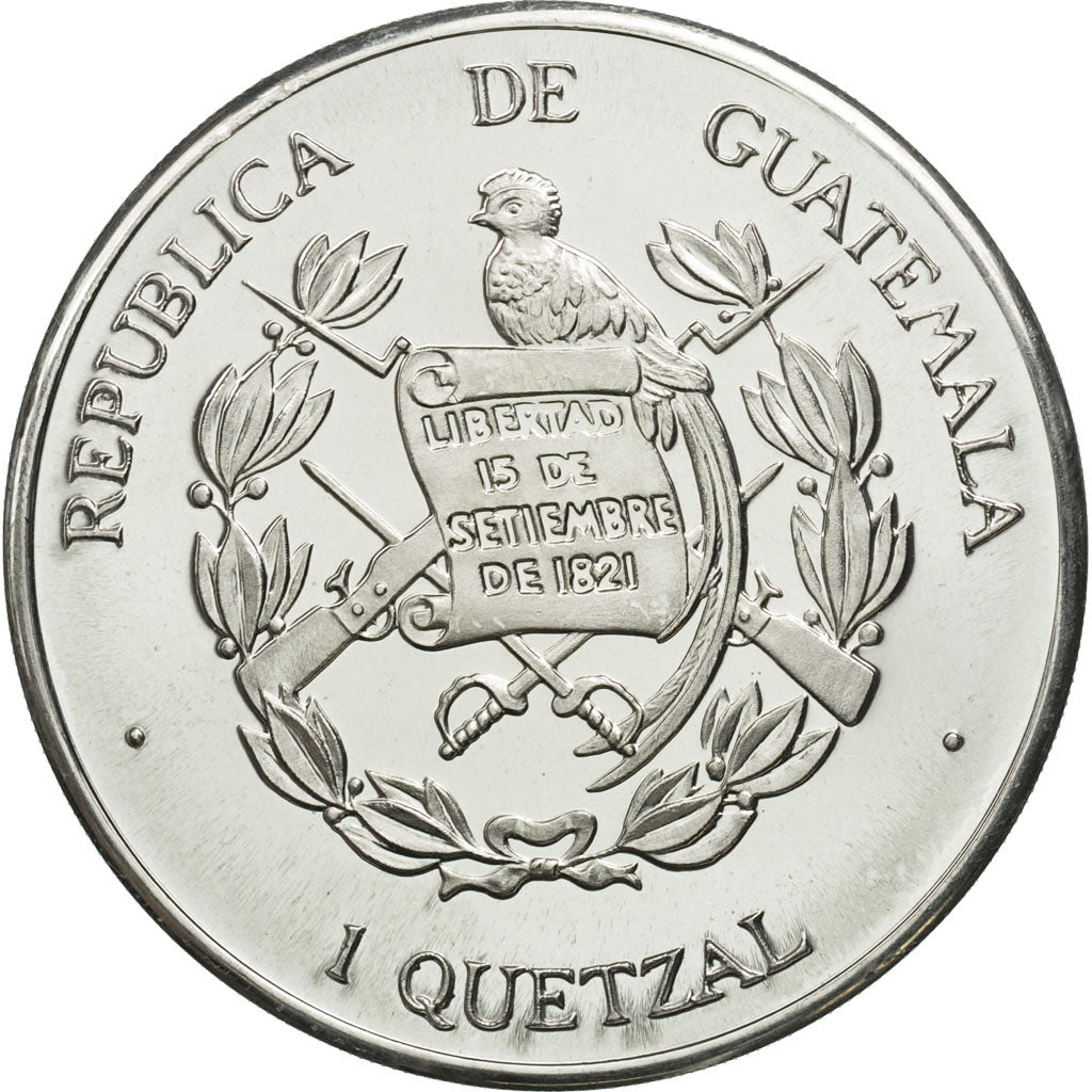 Moneta, Guatemala, Quetzal, 1995, Tower, MS(63), Aluminium, KM:1d.1