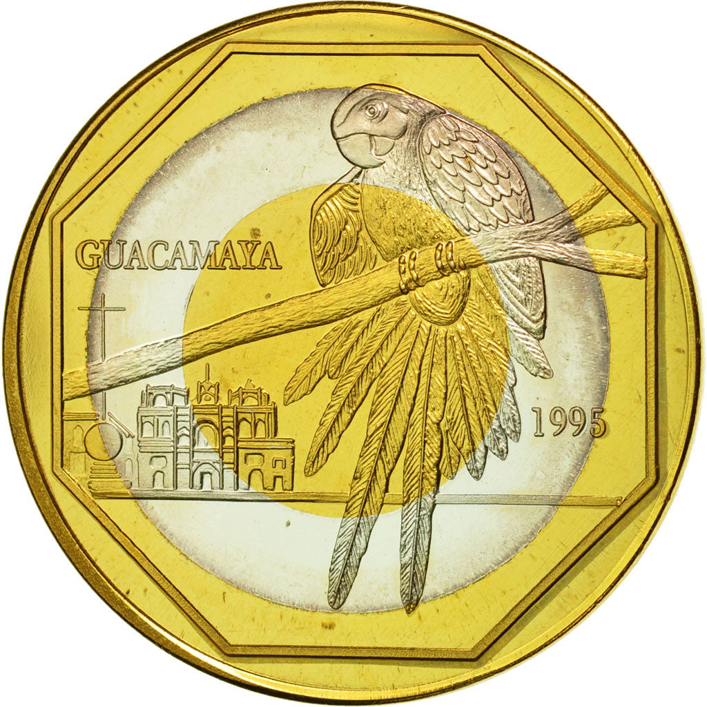 Coin, Guatemala, 50 Quetzales, 1995, Tower, MS(63), Tri-Metallic, KM:3c.2