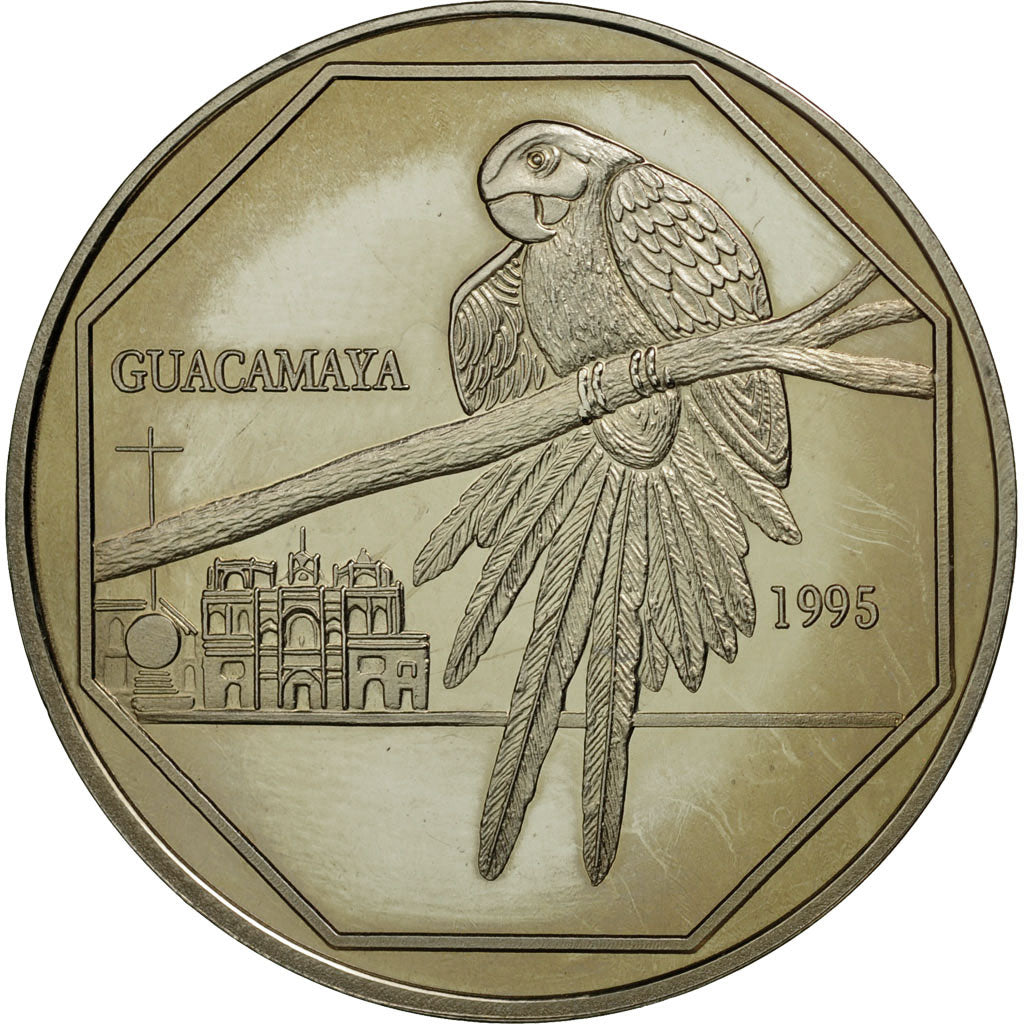 Coin, Guatemala, 50 Quetzales, 1995, Tower, MS(63), Copper-nickel, KM:3f.2