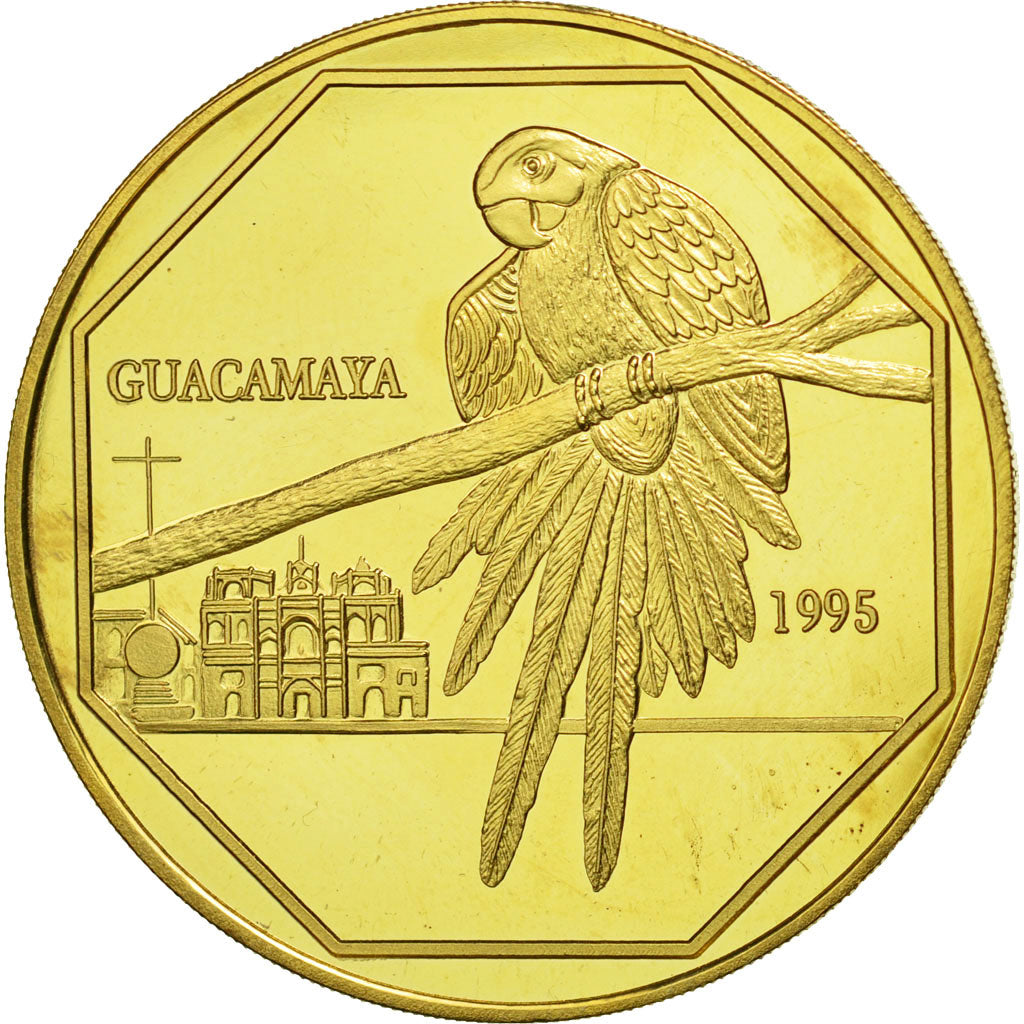 Moneta, Guatemala, 50 Quetzales, 1995, Tower, SPL, Lega dorata, KM:3b.1