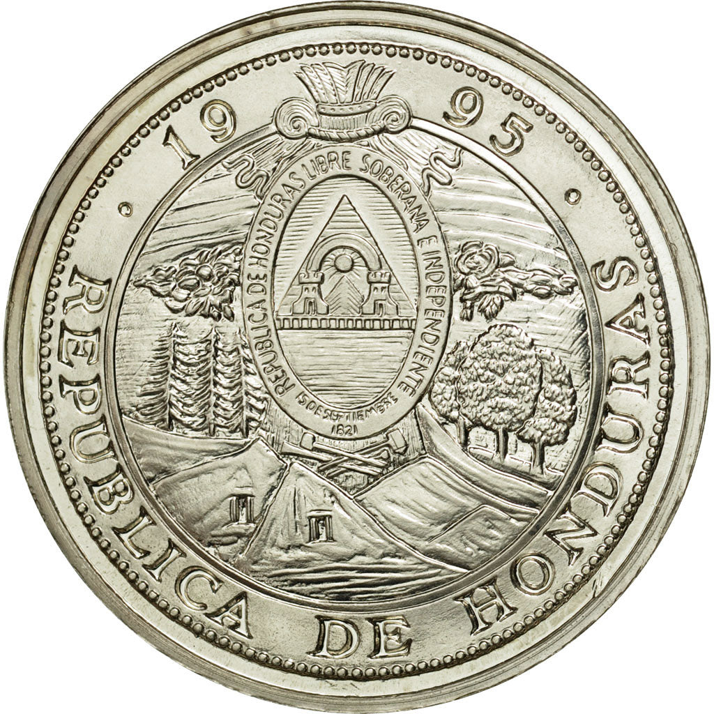 Moneda, Honduras, 10 Lempiras, 1995, Tower, SC, Plata, KM:1.2