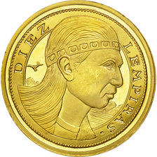 Coin, Honduras, 10 Lempiras, 1995, Tower, MS(63), Gilt Alloy, KM:1b.2