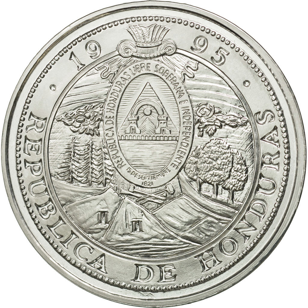 Moneta, Honduras, 10 Lempiras, 1995, Tower, SPL, Alluminio, KM:1d.2
