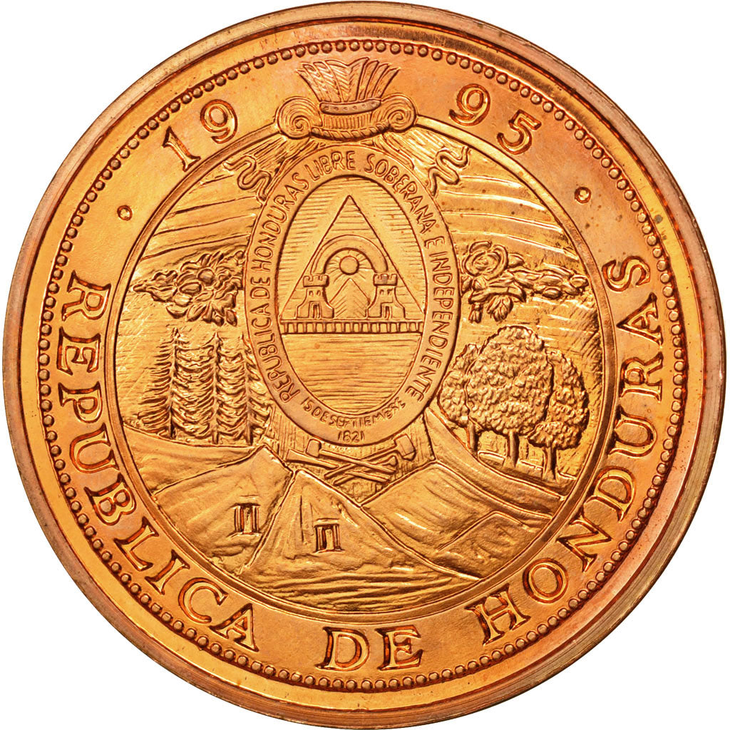Moneda, Honduras, 10 Lempiras, 1995, Tower, SC, Cobre, KM:1e.2