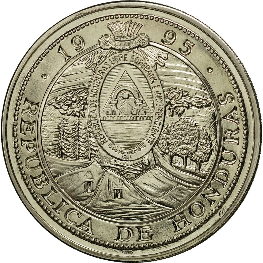 Monnaie, Honduras, 10 Lempiras, 1995, Tower, SPL, Copper-nickel, KM:1f.1