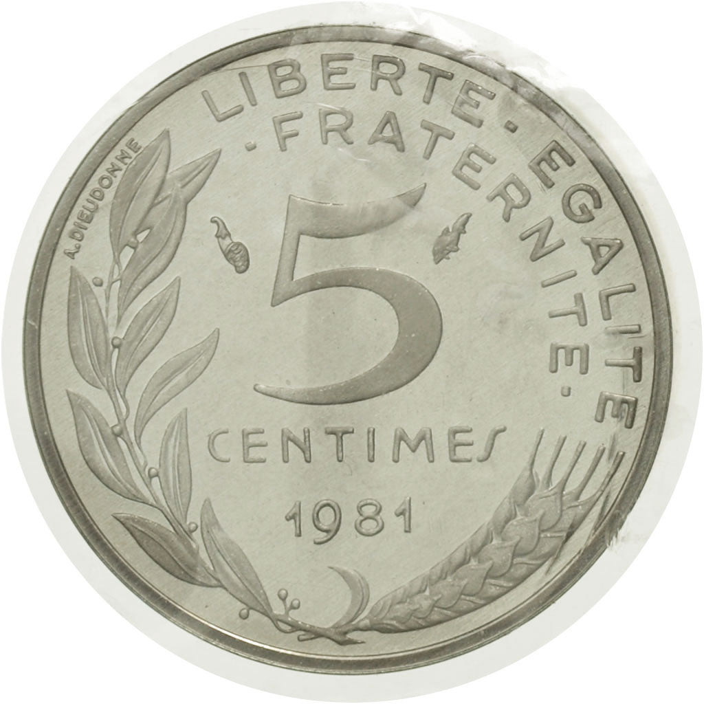 Coin, France, 5 Centimes, 1981, Paris, MS(65-70), Silver, KM:P687, Gadoury:22.P2