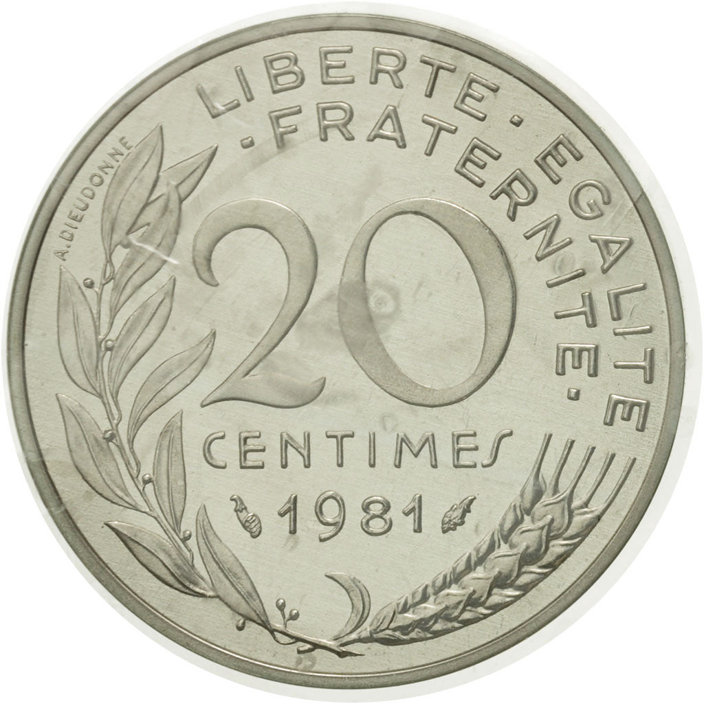 Coin, France, 20 Centimes, 1981, Paris, MS(65-70), Silver, KM:P693