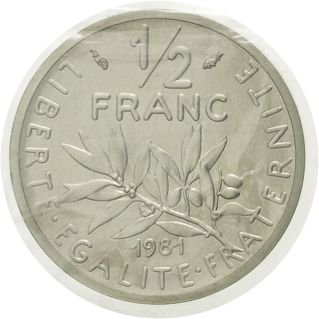 Coin, France, 1/2 Franc, 1981, Paris, MS(65-70), Silver, KM:P696, Gadoury:91.P2