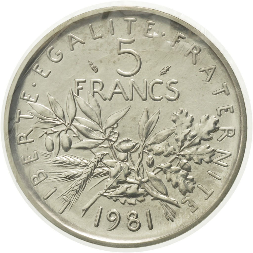 Coin, France, 5 Francs, 1981, Paris, MS(65-70), Silver, KM:P708, Gadoury:154.P2