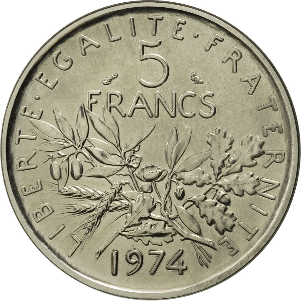 Coin, France, 5 Francs, 1974, Paris, MS(63), Nickel Clad Copper-Nickel, KM:P503