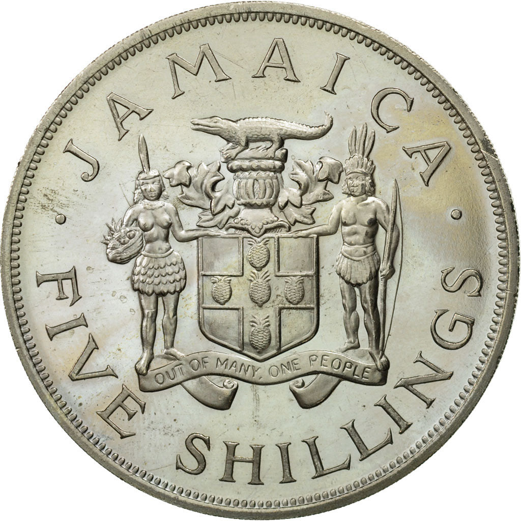 Coin, Jamaica, Elizabeth II, 5 Shilling, 1966, MS(63), Copper-nickel, KM:40