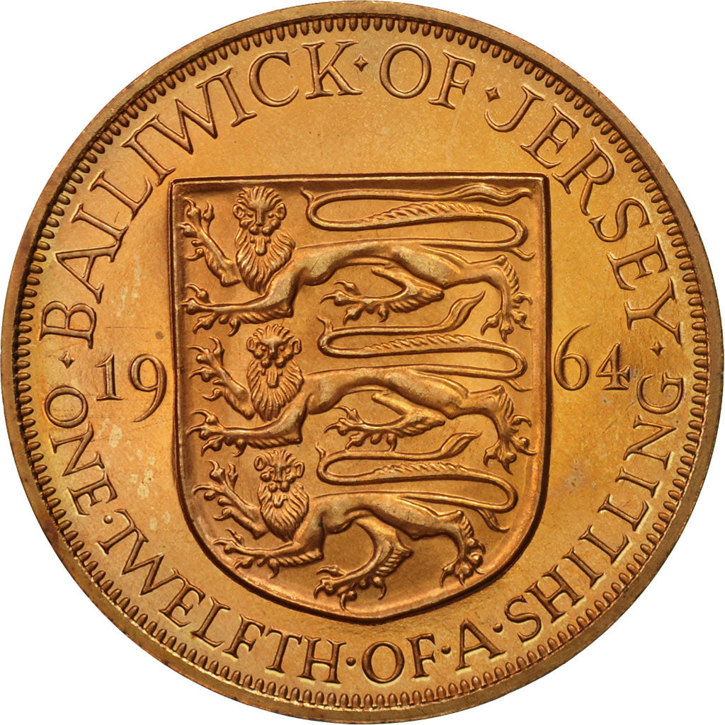 Coin, Jersey, Elizabeth II, 1/12 Shilling, 1964, MS(63), Bronze, KM:21
