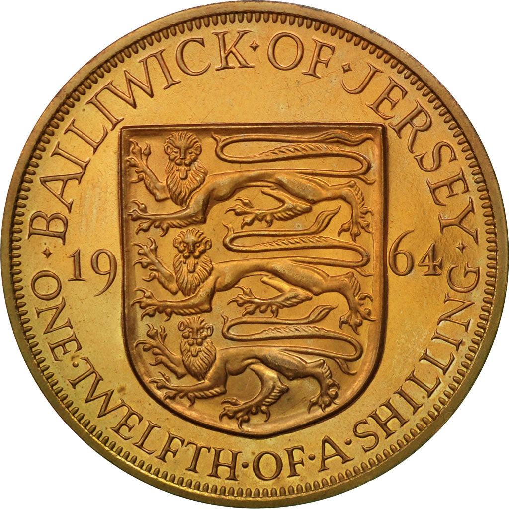 Coin, Jersey, Elizabeth II, 1/12 Shilling, 1964, MS(63), Bronze, KM:21