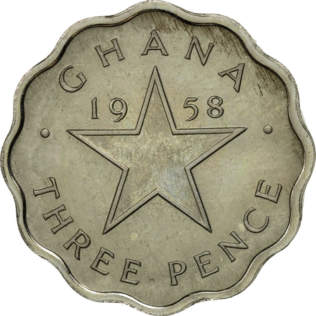 Ghana, 3 Pence, 1958, AU(55-58), Copper-nickel, KM:3