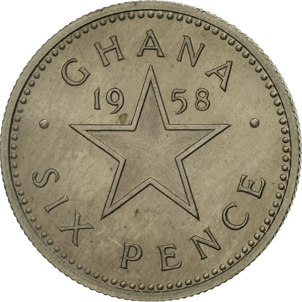 Ghana, 6 Pence, 1958, MS(60-62), Copper-nickel, KM:4