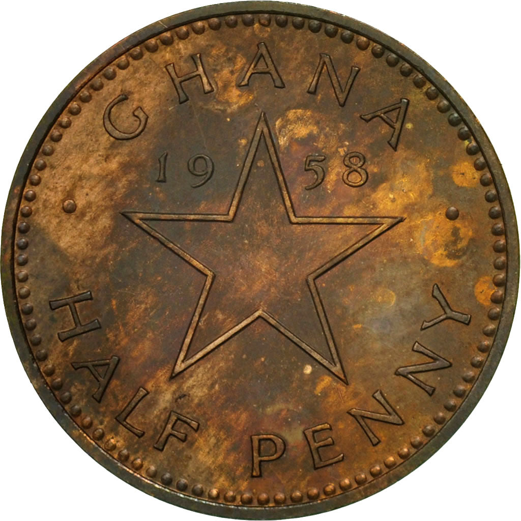 Ghana, 1/2 Penny, 1958, SC, Bronce, KM:1