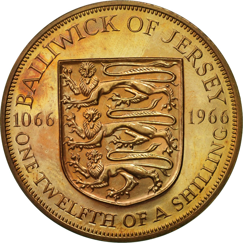 Coin, Jersey, Elizabeth II, 1/12 Shilling, 1966, MS(63), Bronze, KM:26