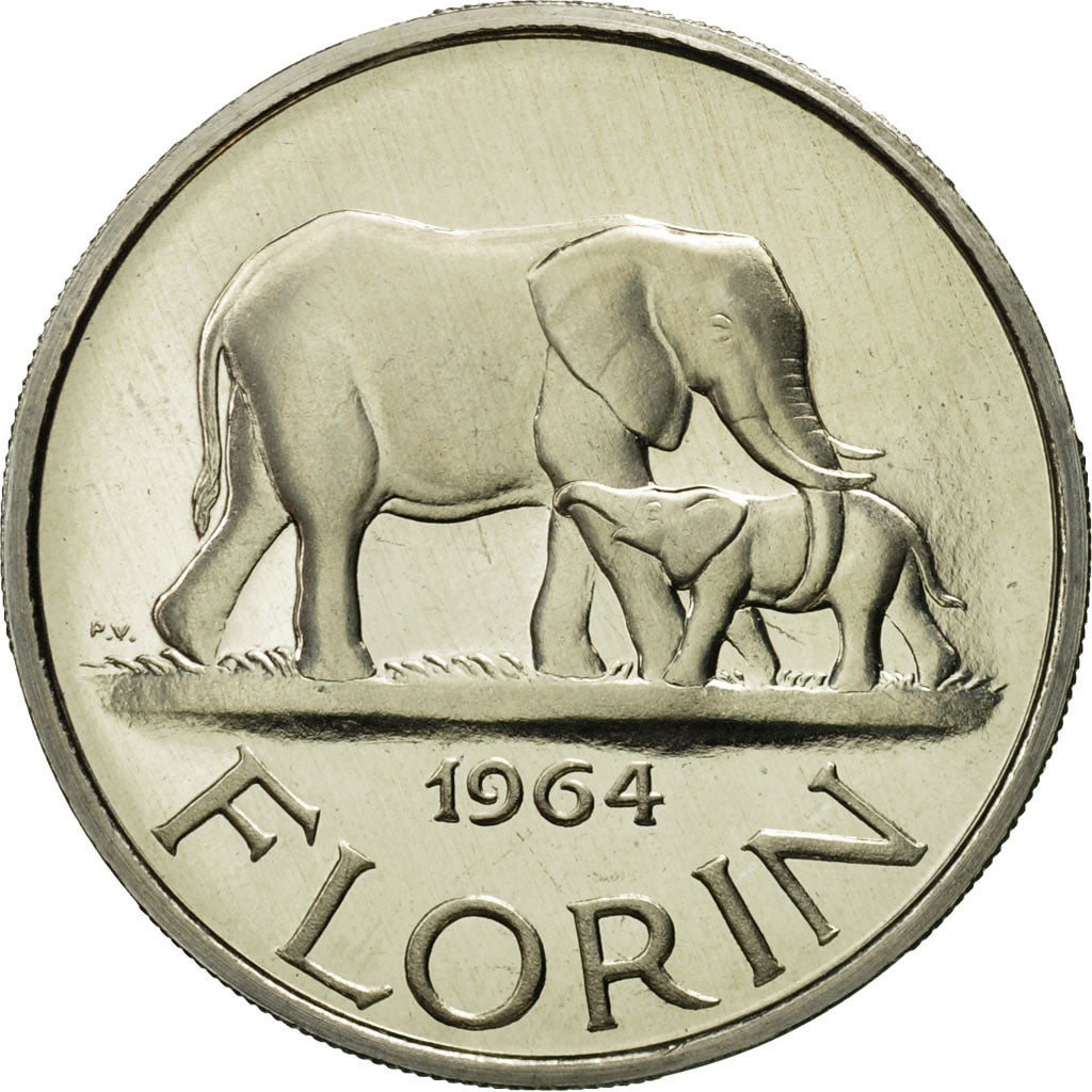 Malawi, Florin, 1964, MS(63), Copper-Nickel-Zinc, KM:3