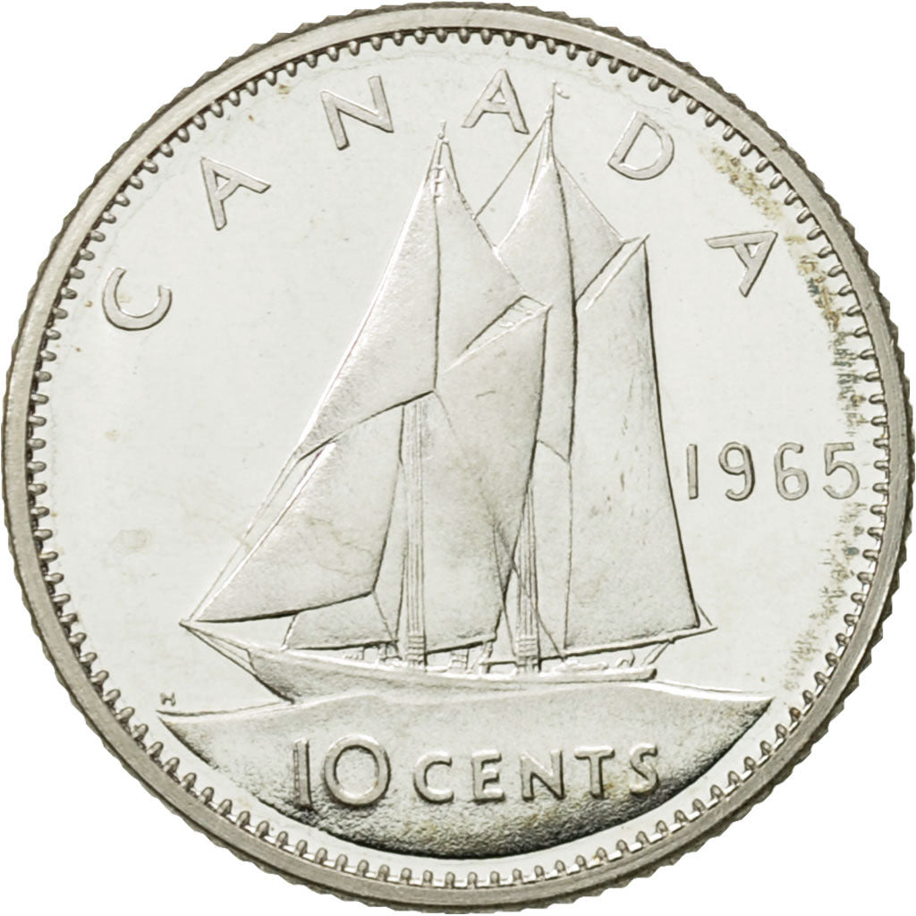Coin, Canada, Elizabeth II, 10 Cents, 1965, Royal Canadian Mint, Ottawa, MS(63)