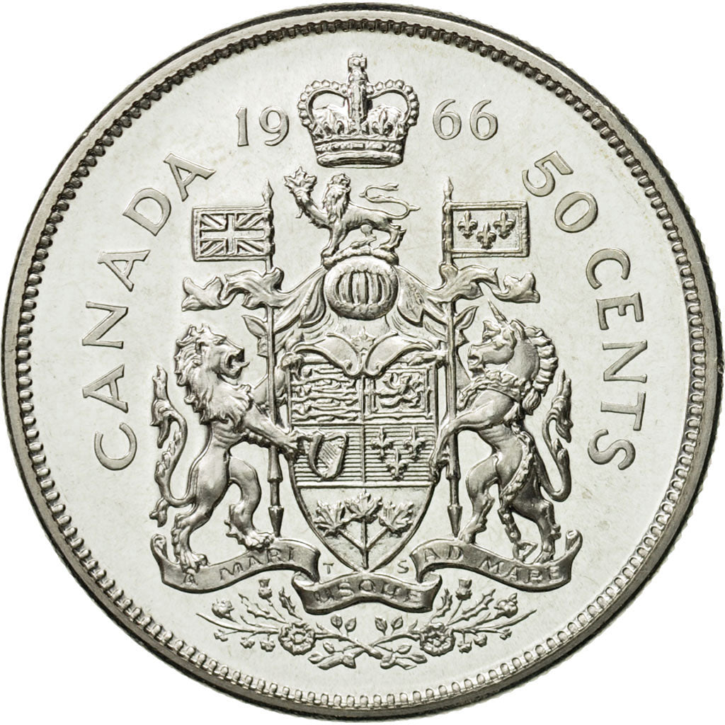 Moneda, Canadá, Elizabeth II, 50 Cents, 1966, Royal Canadian Mint, Ottawa, SC
