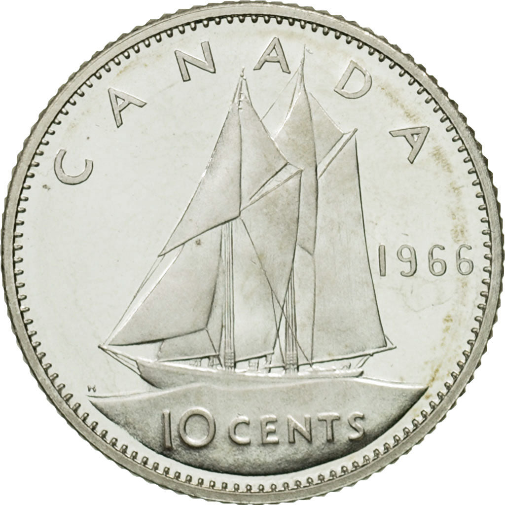 Coin, Canada, Elizabeth II, 10 Cents, 1966, Royal Canadian Mint, Ottawa, MS(63)