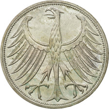 GERMANY - FEDERAL REPUBLIC, 5 Mark, 1966, Karlsruhe, MS(60-62), Silver, KM:112.1