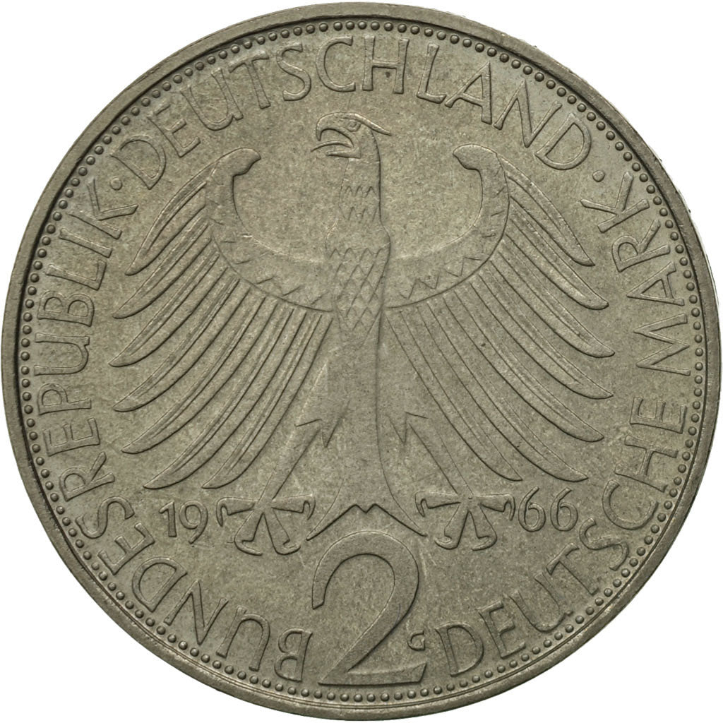 GERMANY - FEDERAL REPUBLIC, 2 Mark, 1966, Karlsruhe, MS(63), Copper-nickel