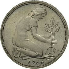 GERMANIA - REPUBBLICA FEDERALE, 50 Pfennig, 1966, Karlsruhe, SPL, Rame-nichel