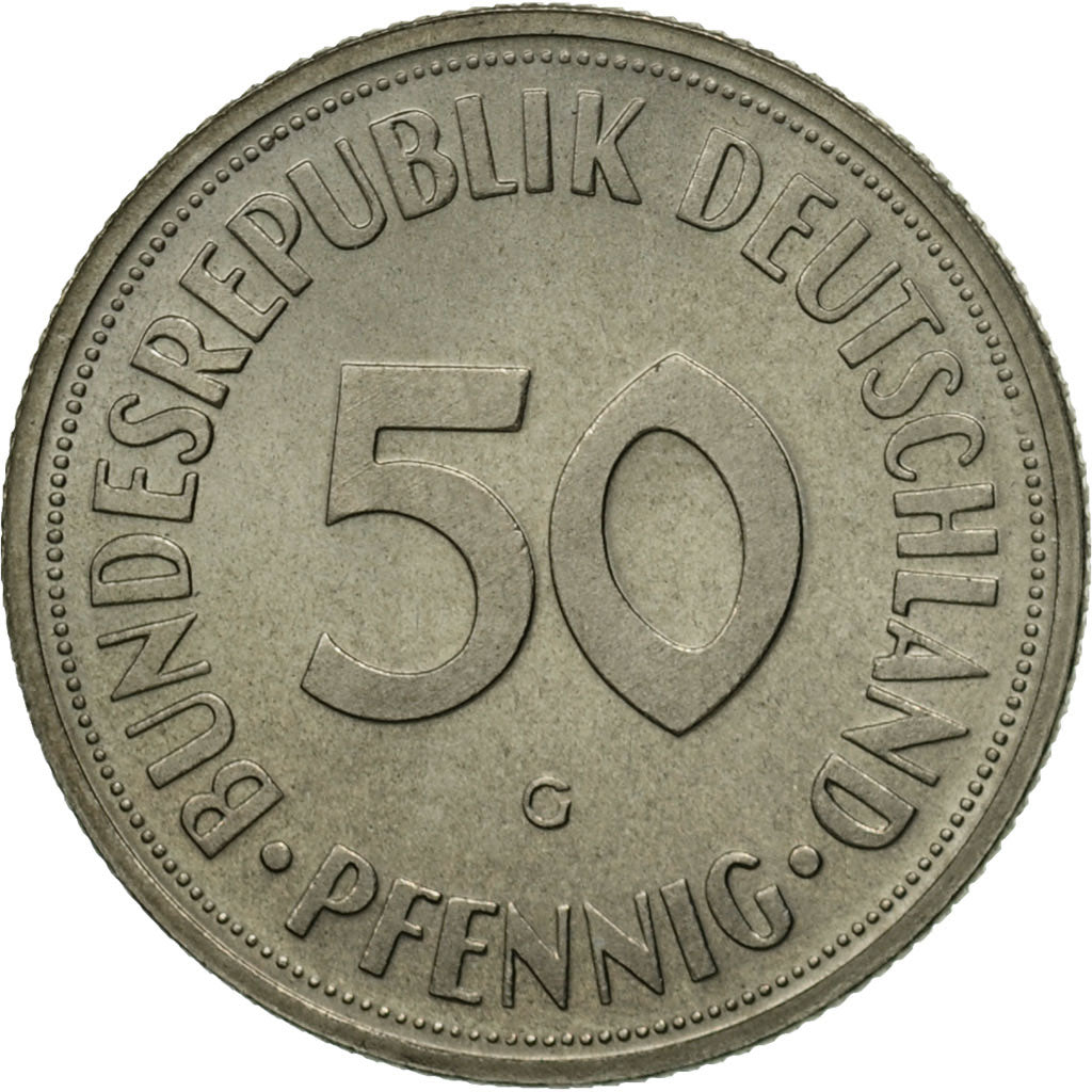 GERMANIA - REPUBBLICA FEDERALE, 50 Pfennig, 1966, Karlsruhe, SPL, Rame-nichel