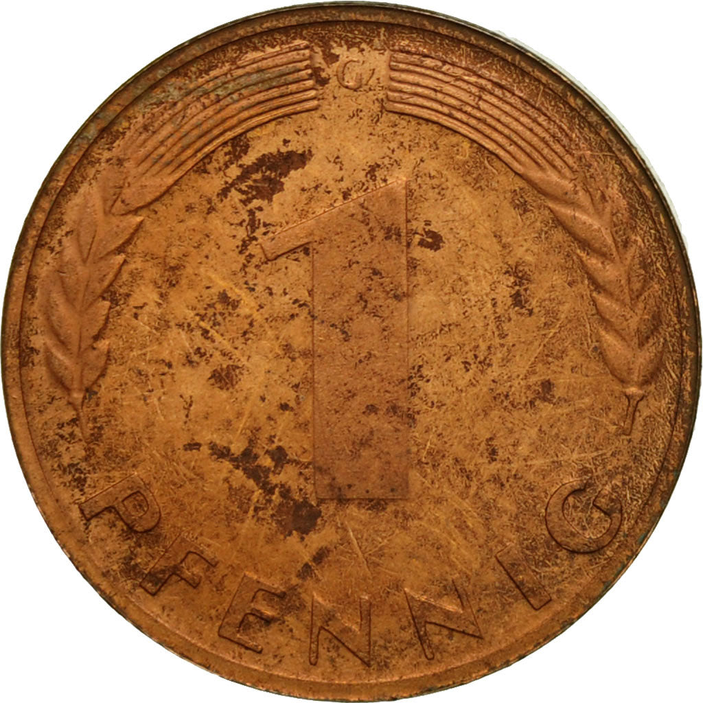GERMANY - FEDERAL REPUBLIC, Pfennig, 1966, Karlsruhe, AU(50-53), Copper Plated