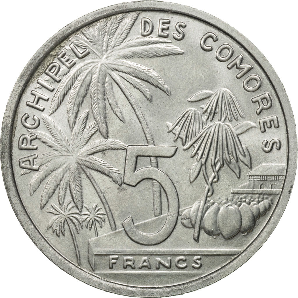 Comoros, 5 Francs, 1964, Pattern, MS(63), Aluminum, KM:E3