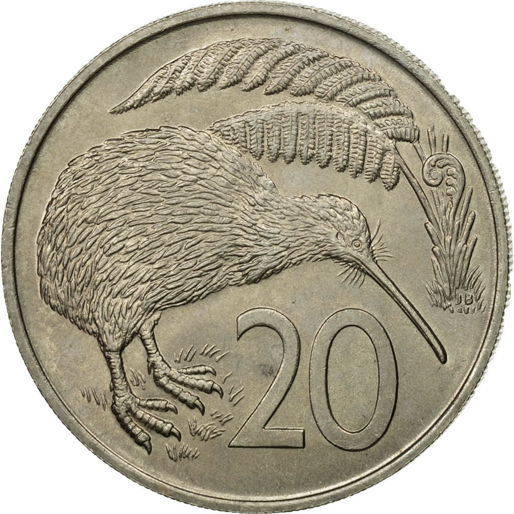 Coin, New Zealand, Elizabeth II, 20 Cents, 1967, MS(63), Copper-nickel, KM:36.1