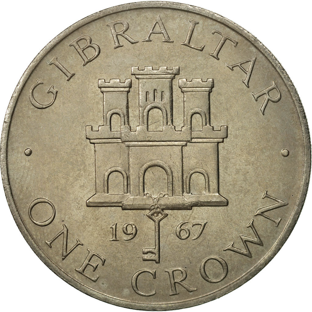 Gibraltar, Elizabeth II, Crown, 1967, MS(63), Copper-nickel, KM:4