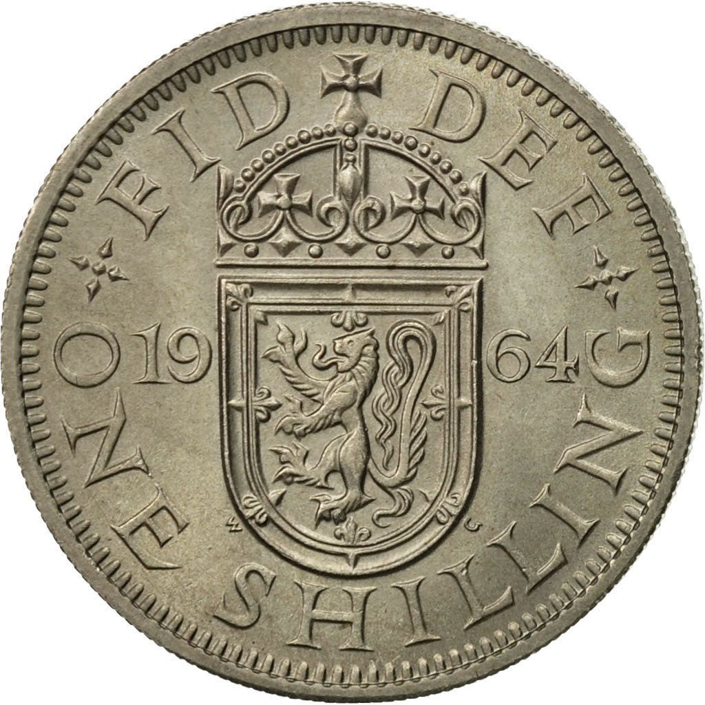 Coin, Great Britain, Elizabeth II, Shilling, 1964, MS(63), Copper-nickel, KM:904