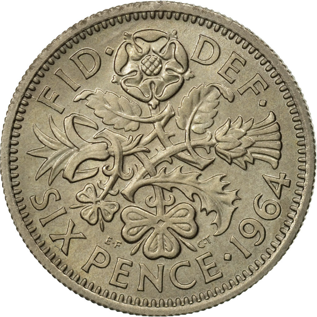 Coin, Great Britain, Elizabeth II, 6 Pence, 1964, MS(63), Copper-nickel, KM:903