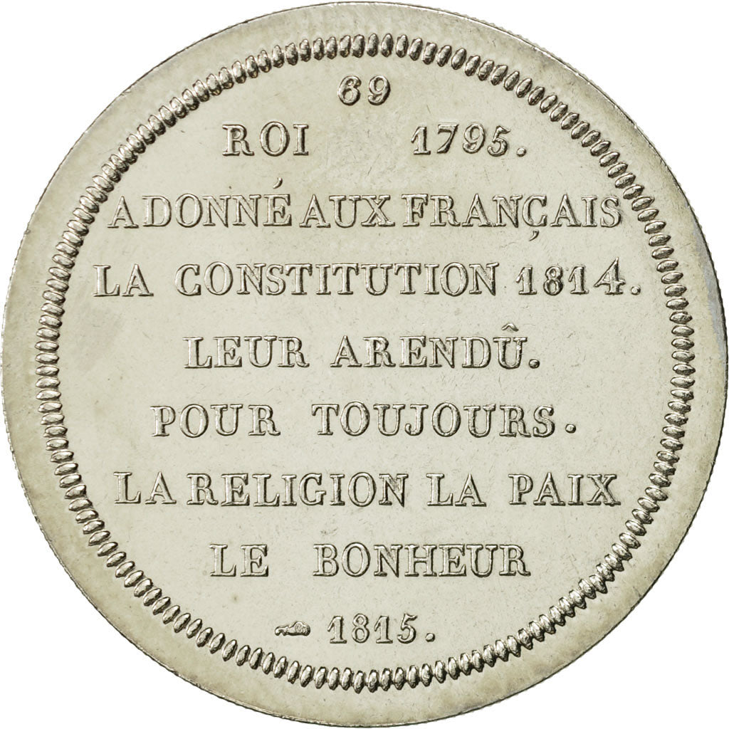Francja, Medal, Louis XVIII Le Désiré, Historia, MS(64), Miedzionikiel