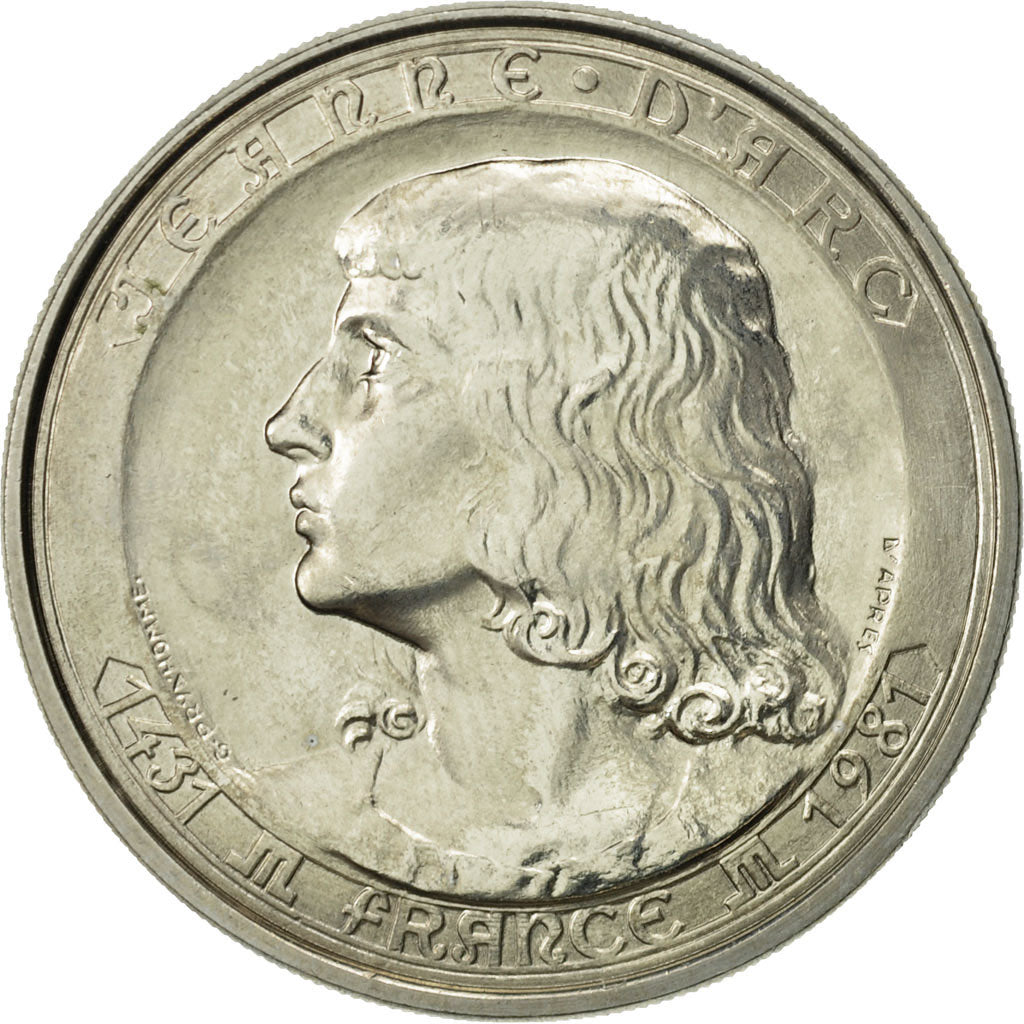 France, Medal, Jeanne d'Arc, History, MS(64), Cupro-nickel