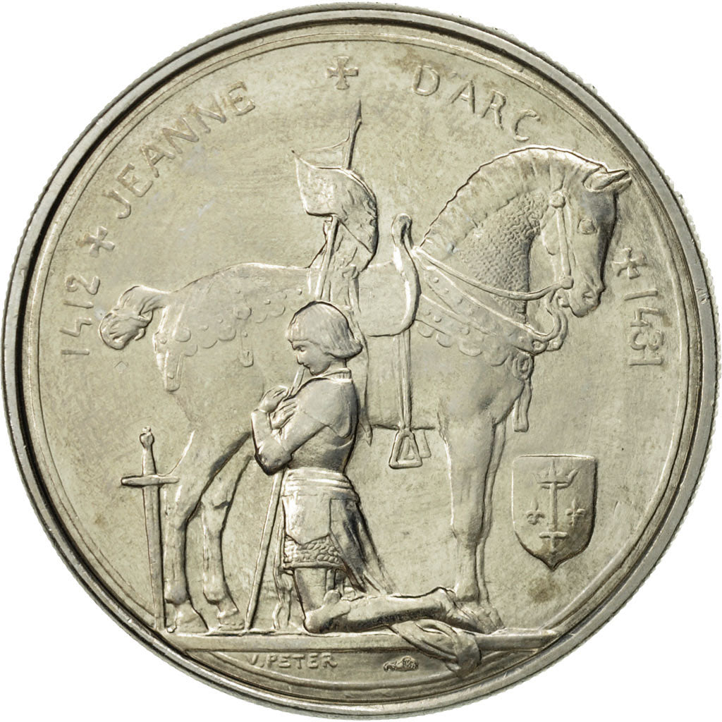 France, Medal, Jeanne d'Arc, History, MS(64), Cupro-nickel