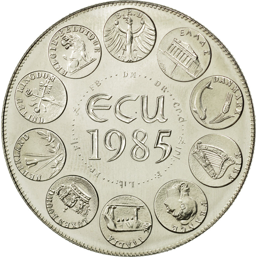 Francja, Medal, Ecu Europa, 1985, MS(64), Miedzionikiel