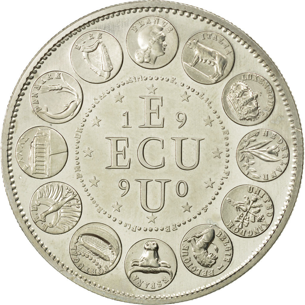 France, Medal, Ecu Europa, 1990, MS(64), Cupro-nickel