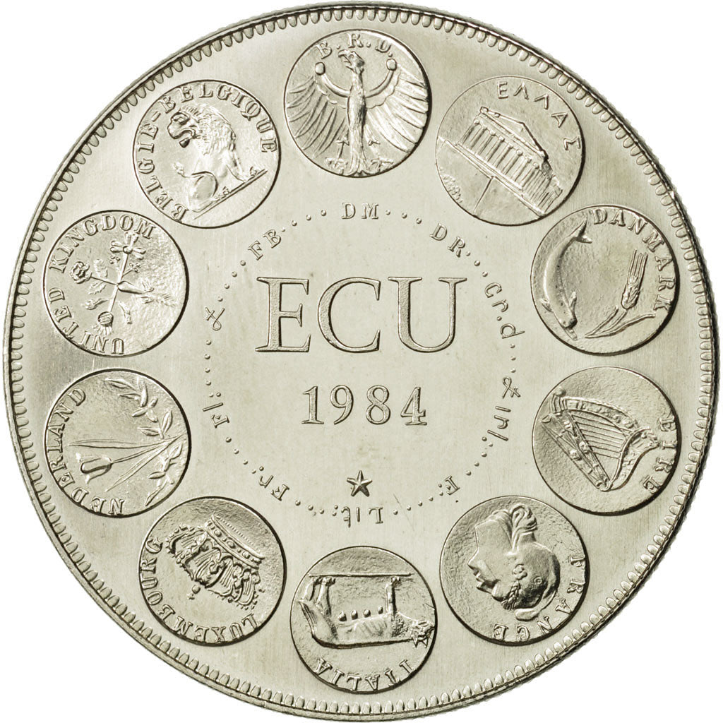 Francja, Medal, Ecu Europa, 1984, MS(64), Miedzionikiel