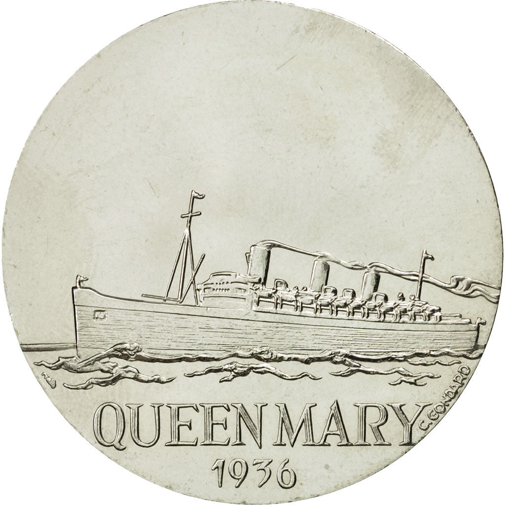 France, Medal, Les Grands Transatlantiques, Queen Mary, 1936, MS(63)