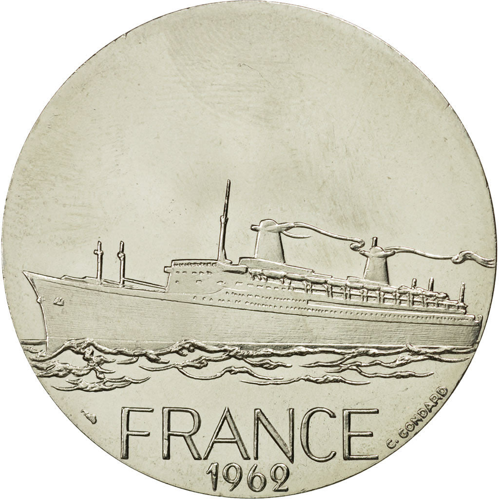 France, Medal, Les Grands Transatlantiques, France, 1962, MS(63), Cupro-nickel