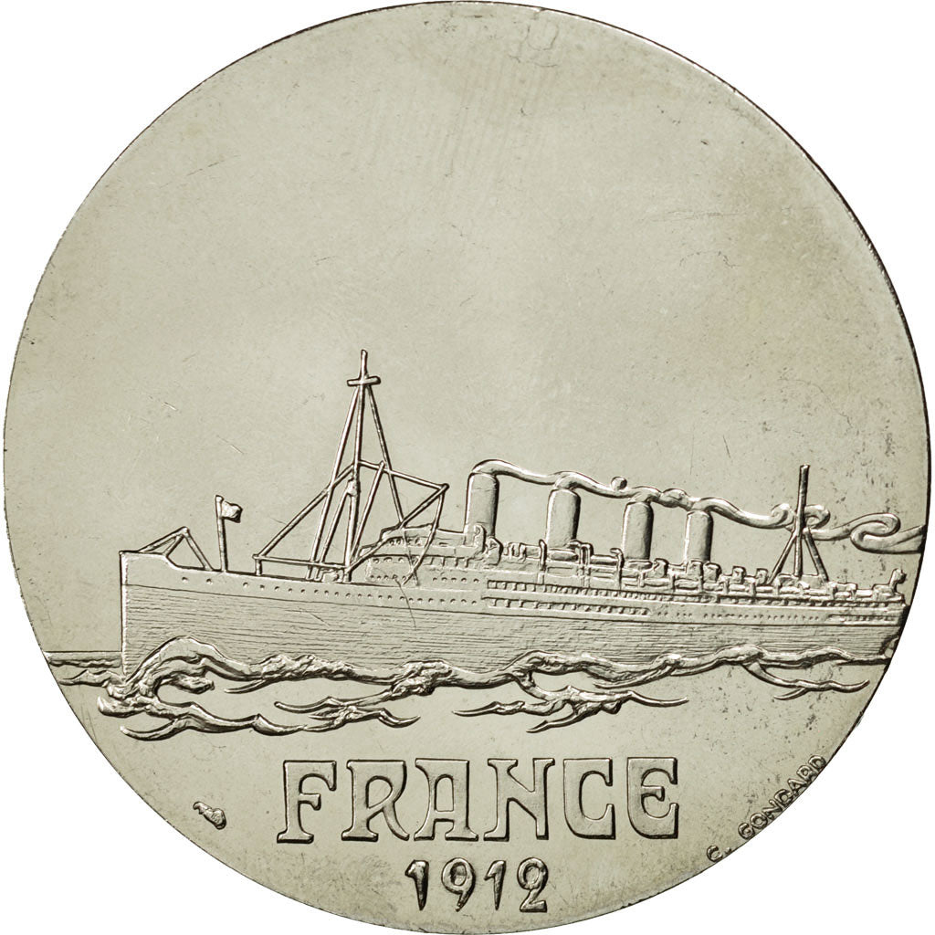 France, Medal, Les Grands Transatlantiques, France, 1912, SPL, Cupro-nickel