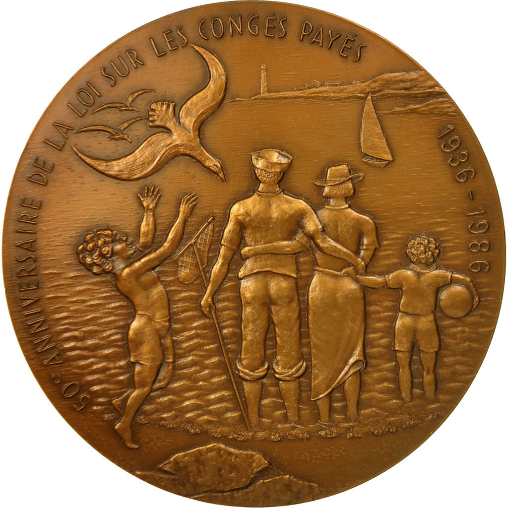 France, Medal, 50ème Anniversaire de la LOI sur les Congés Payés, 1986