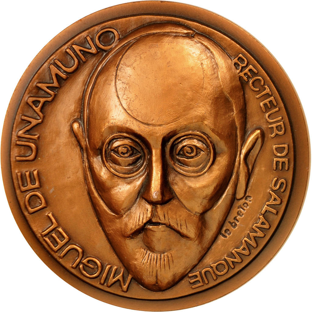 France, Medal, Miguel De Unamuno, 1987, Lebreton, MS(63), Cuivre