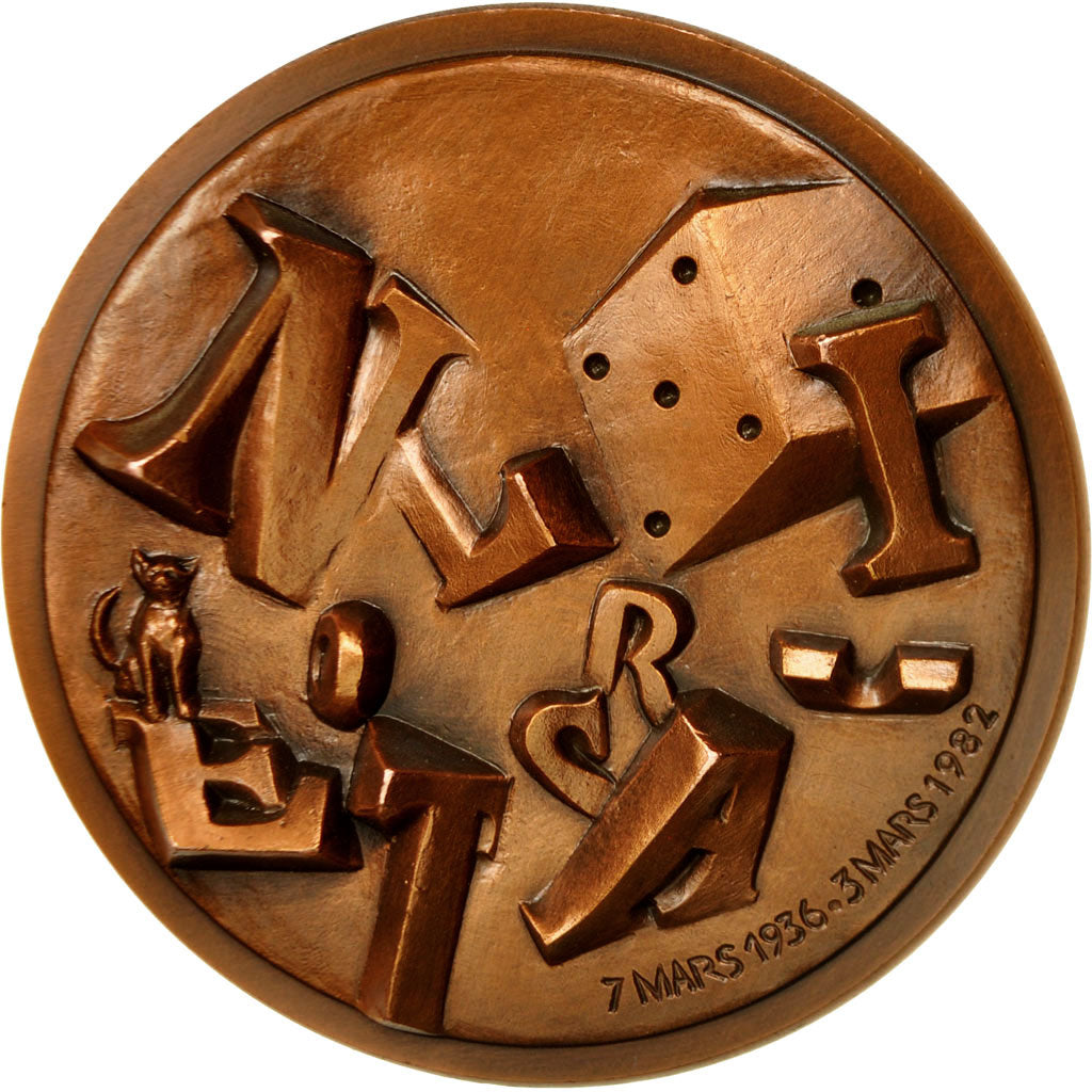 France, Medal, Georges Perec, 1984, MS(60-62), Cuivre