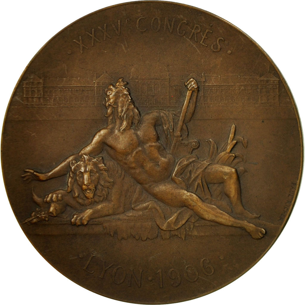 France, Medal, XXXVème Congrès , Lyon, 1906, Paul Richer, SUP, Bronze