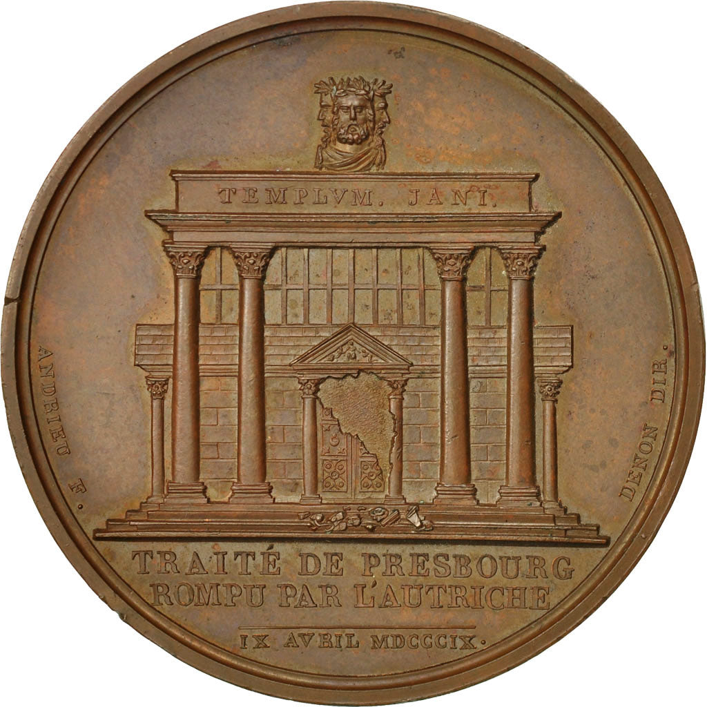 France, Medal, Napoleon Ier , Traité de Presbourg rompu par l'Autriche, 1809
