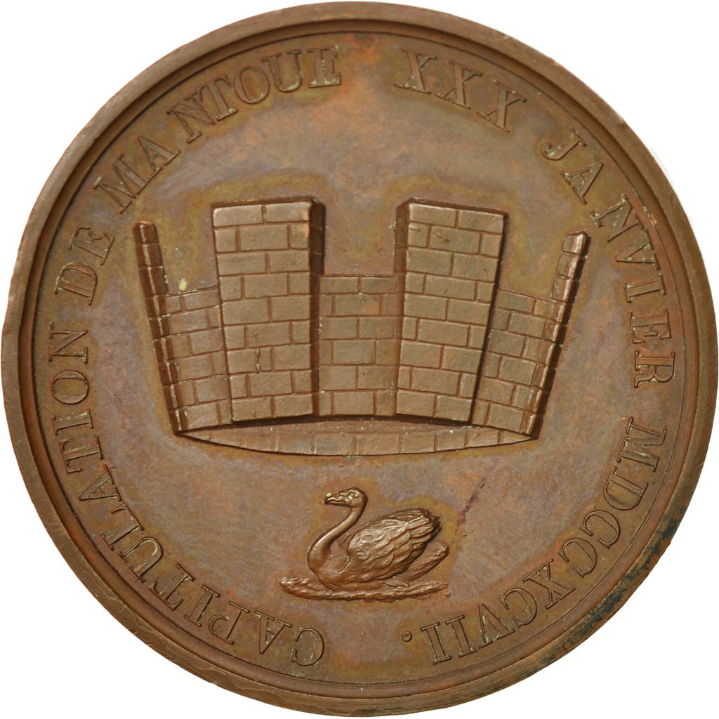 France, Medal, Virgilius , Maro. Capitulation de Mantoue, 1797, Denon